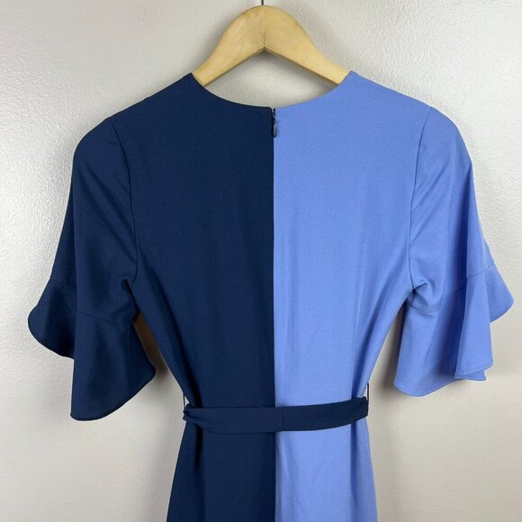 Hutch Colorblock Wrap Midi Dress Size XS Blue Wedding Guest Church Work Event - Picture 10 of 12